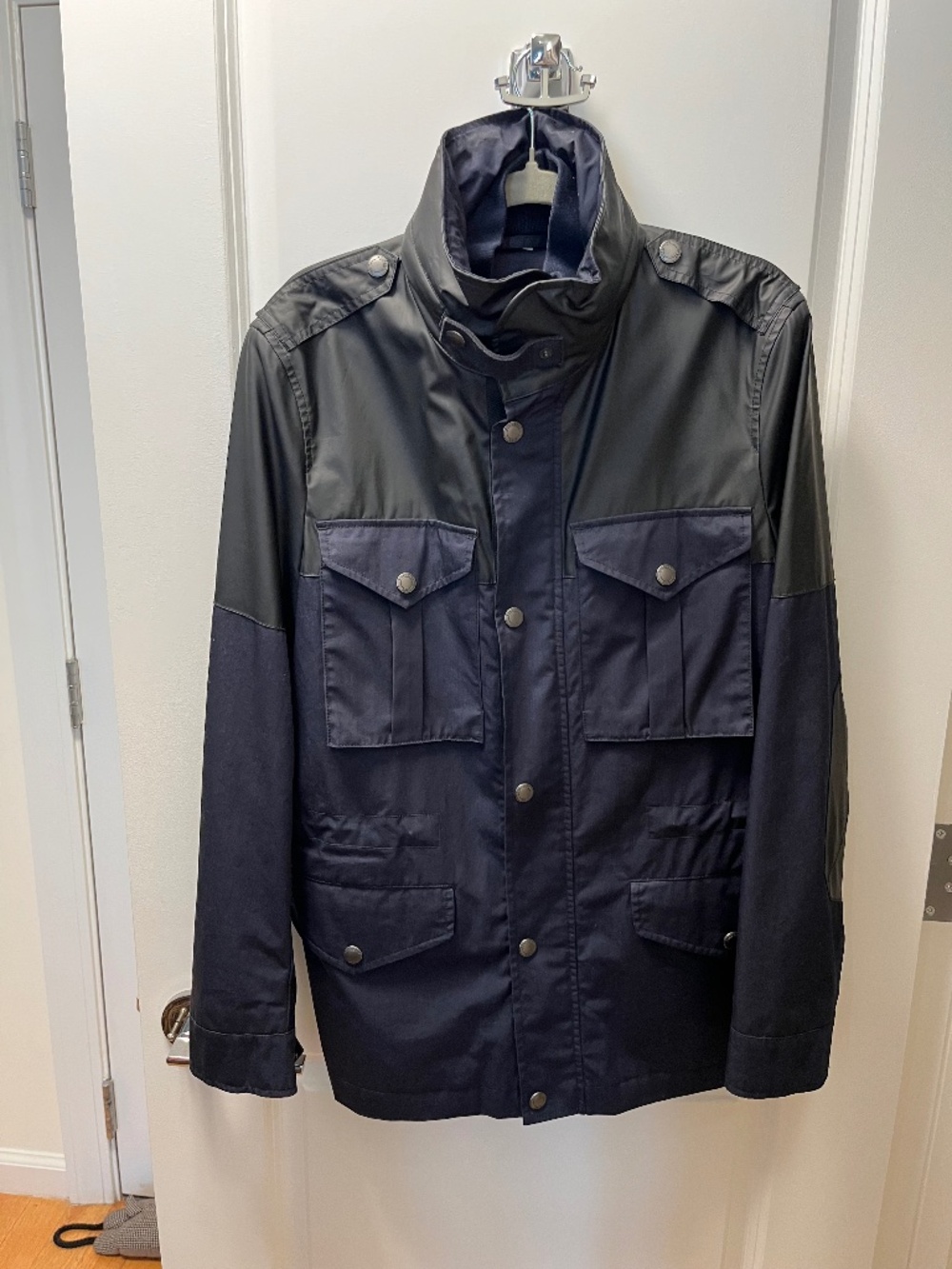 Burberry Brit Men's Navy & Black Cotton Jacket With Hood Size Medium